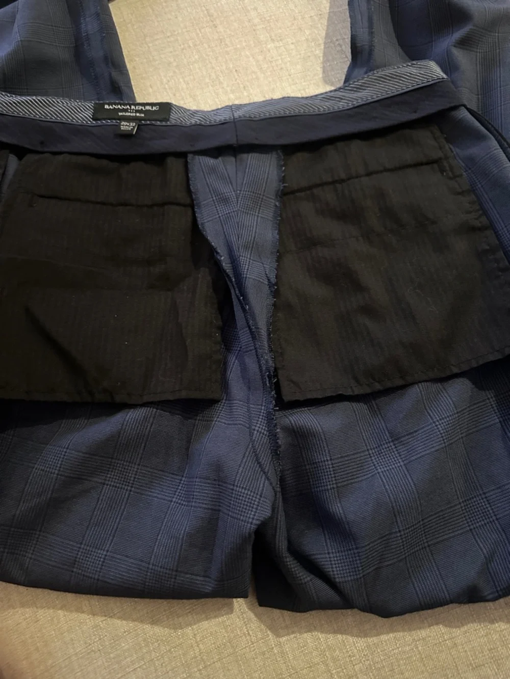 Banana Republic Men's Navy Windowpane Dress Pants Preloved